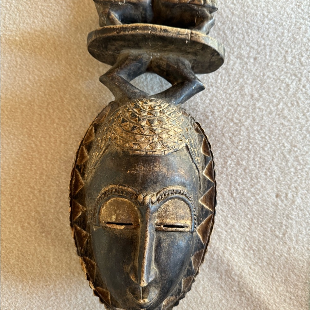 Baule wedding mask Carved Wooden Mask with Intricate Details